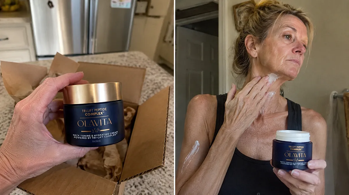 Applying the cream along the jaw and neck
